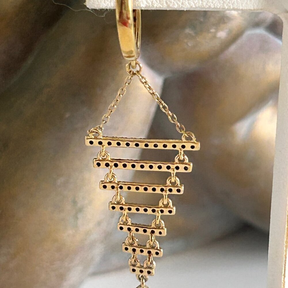 Rarities Carol Brodie 3/4ctw BLACK DIAMOND Gold Plated Silver Drop Earrings NWT - Picture 12 of 15